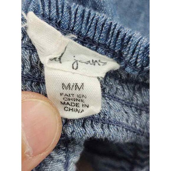 Tribal Blue smocked off the shoulder top in medium Long Sleeve Geometric Print - Picture 3 of 5